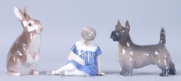 FIGURINER, 3 st, porslin, Kongl Dansk samt Bing & Gröndahl.