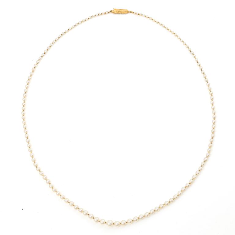 Collier odlade pärlor lås 18K guld.
