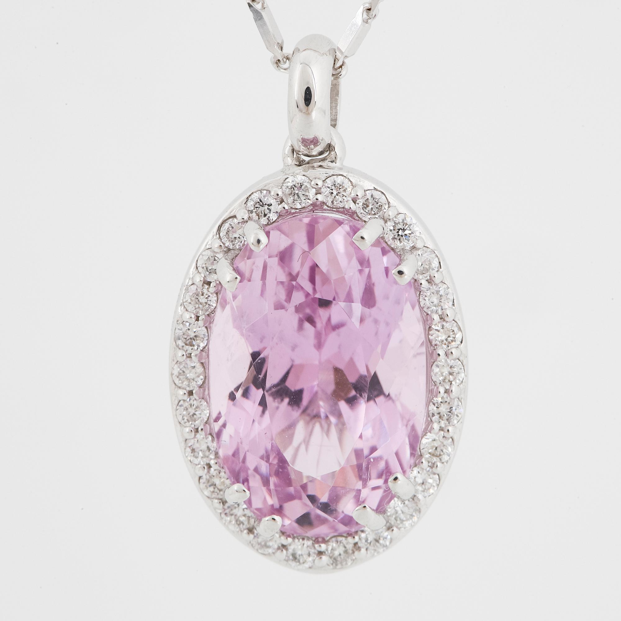 Kunzite and brilliant-cut diamond necklace.