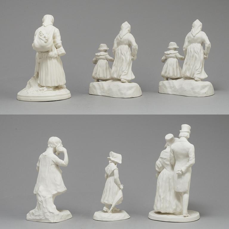 FIGURER, sex st, parian, Gustafsberg och Rörstrand, 1900-talets första kvartal.