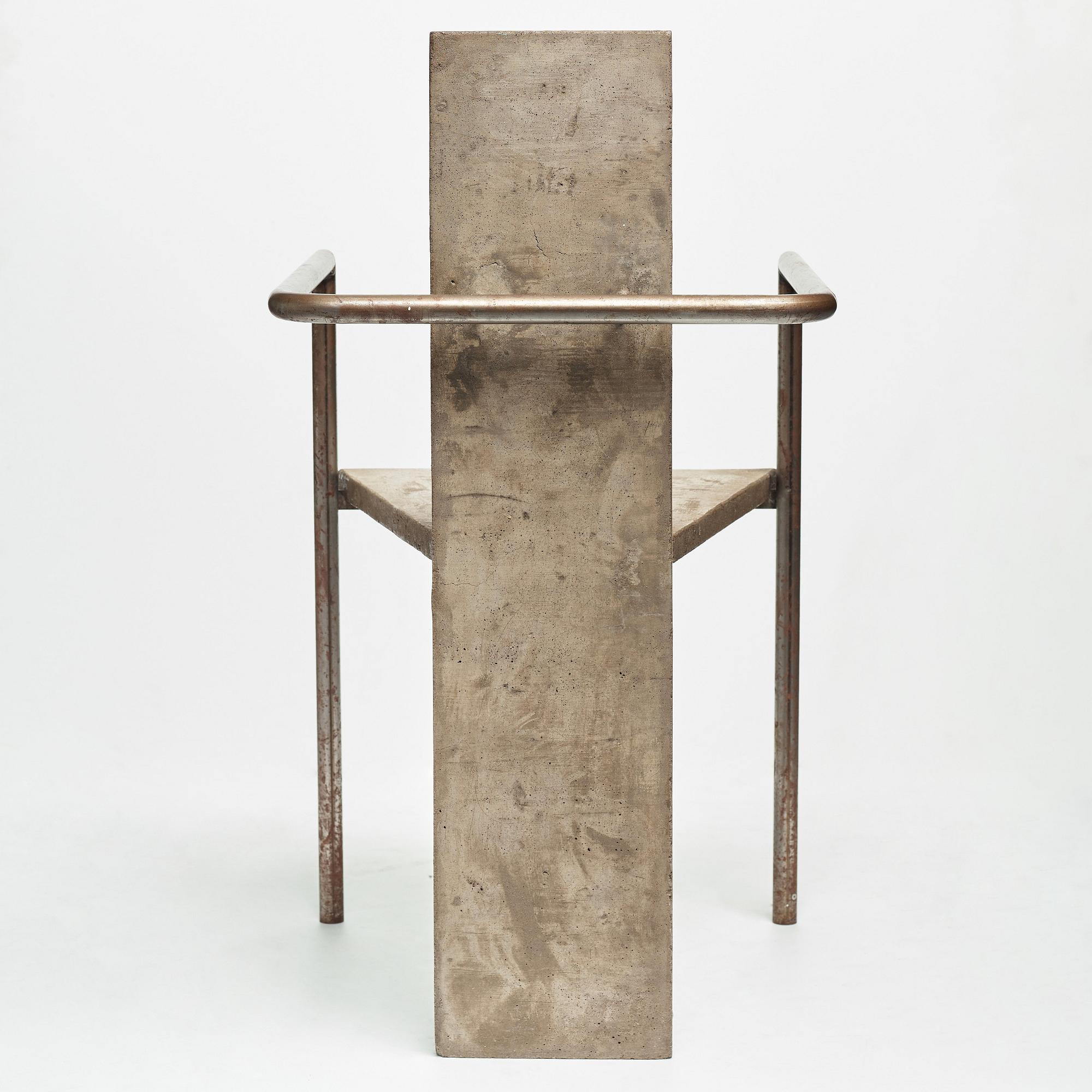 Jonas Bohlin, a "Concrete" armchair, Källemo, Värnamo, Sweden 1981.