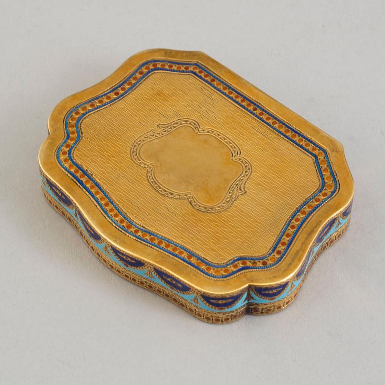 A 20th century gilded enamel box.