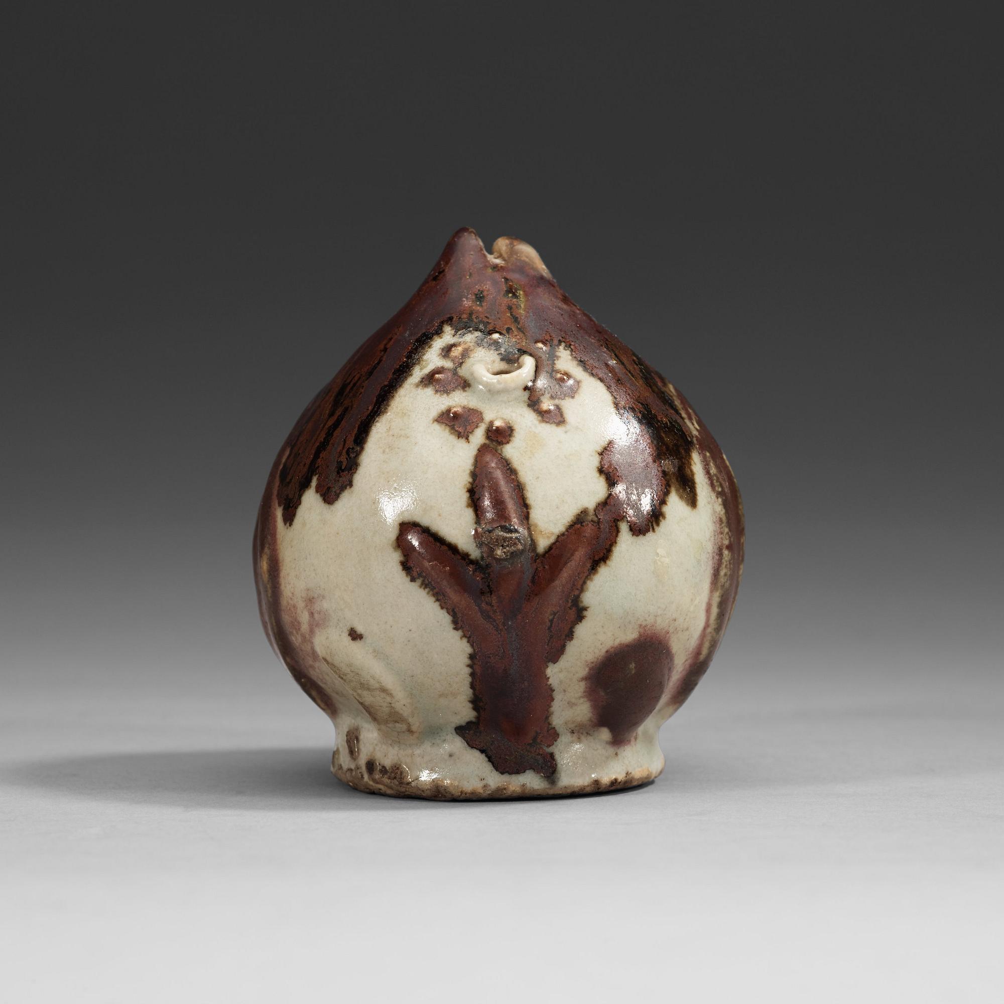 A peach shaped stone ware water sprinkler, Korea, 19th Century.