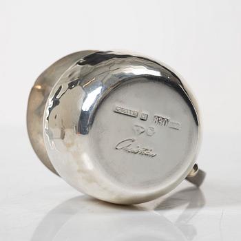 a silver creamer and sugar bowl, designed by Christian, Gewe Silvervarufabriken Ab, Malmö, Sweden, 1974-75.