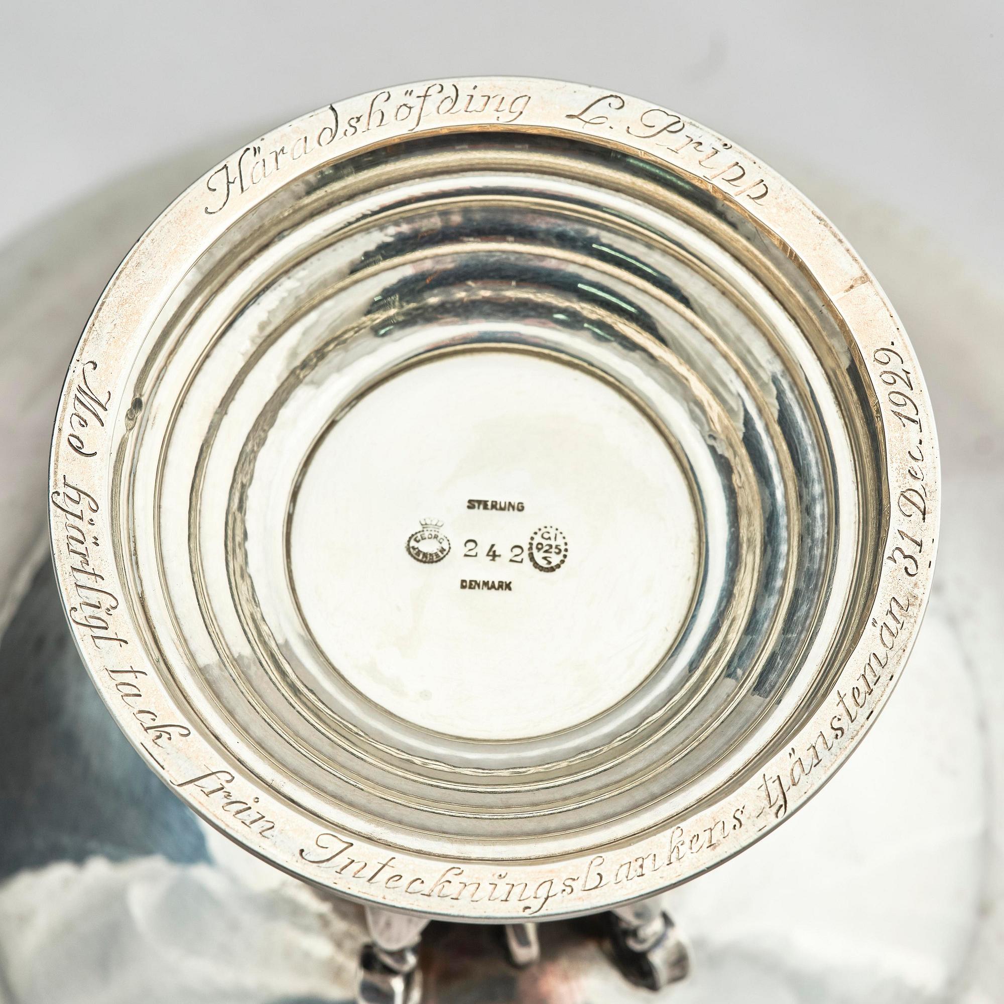 Georg Jensen, skål, sterling silver, modell nr 242, design Johan Rohde, Köpenhamn 1925-32.