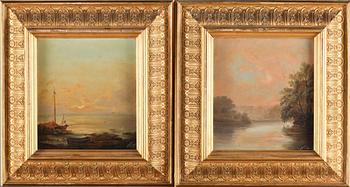 OKÄND KONSTNÄR, 2 st, olja på duk uppfäst på pannå, signerade A Solbie? och daterade 1888.