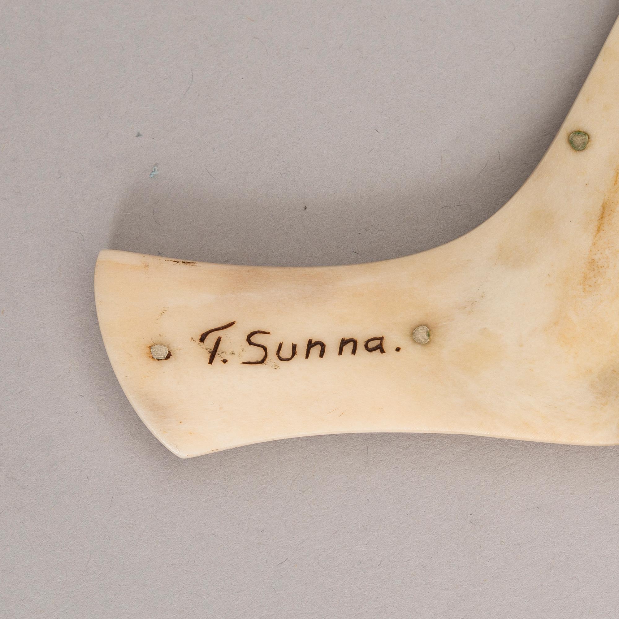 TORE SUNNA, puukko, signeerattu T. Sunna, Vettasjärvi, Ruotsi.