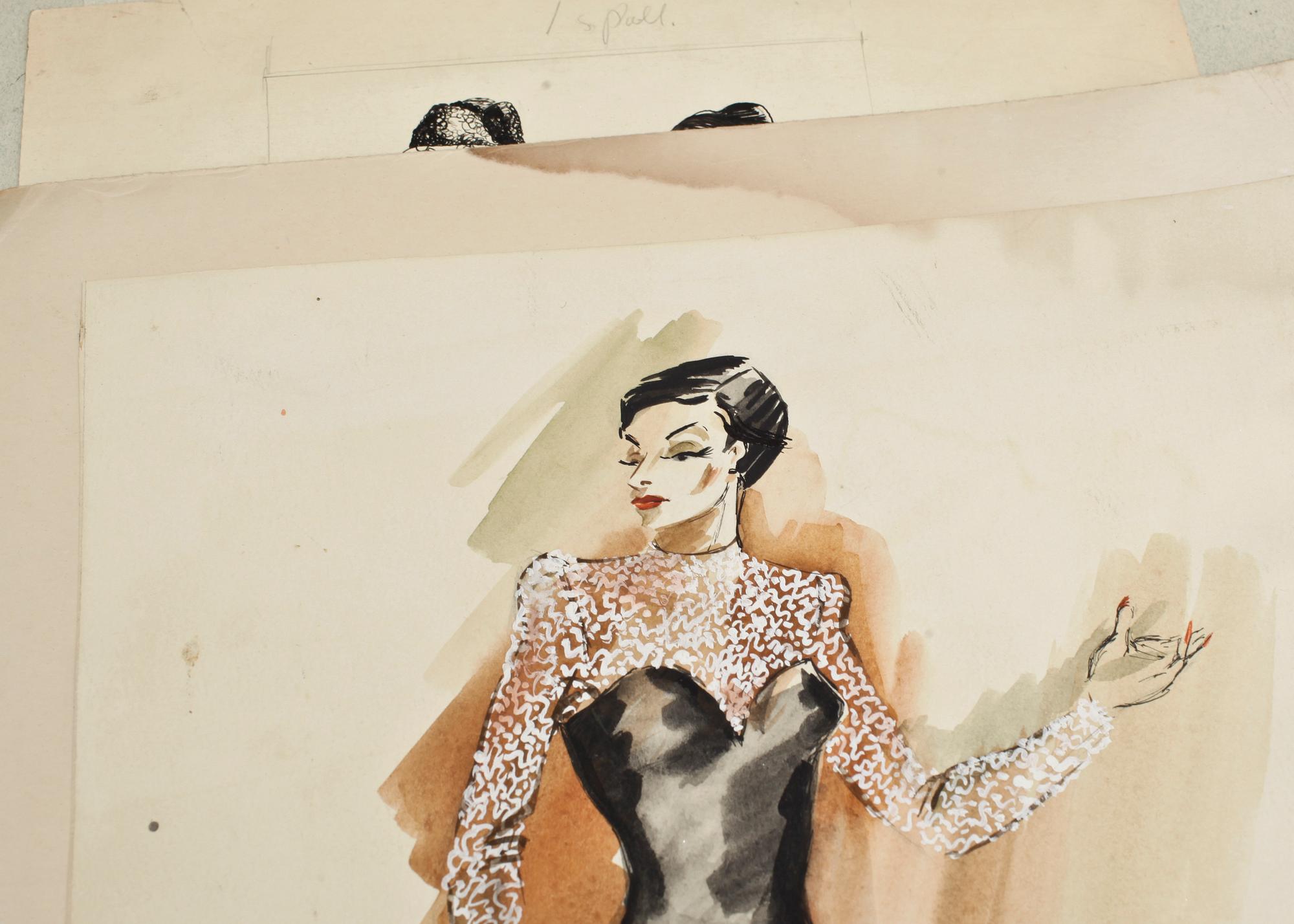 MAX GOLDSTEIN, dräktskisser, ca 100 st, delvis sign o dat.