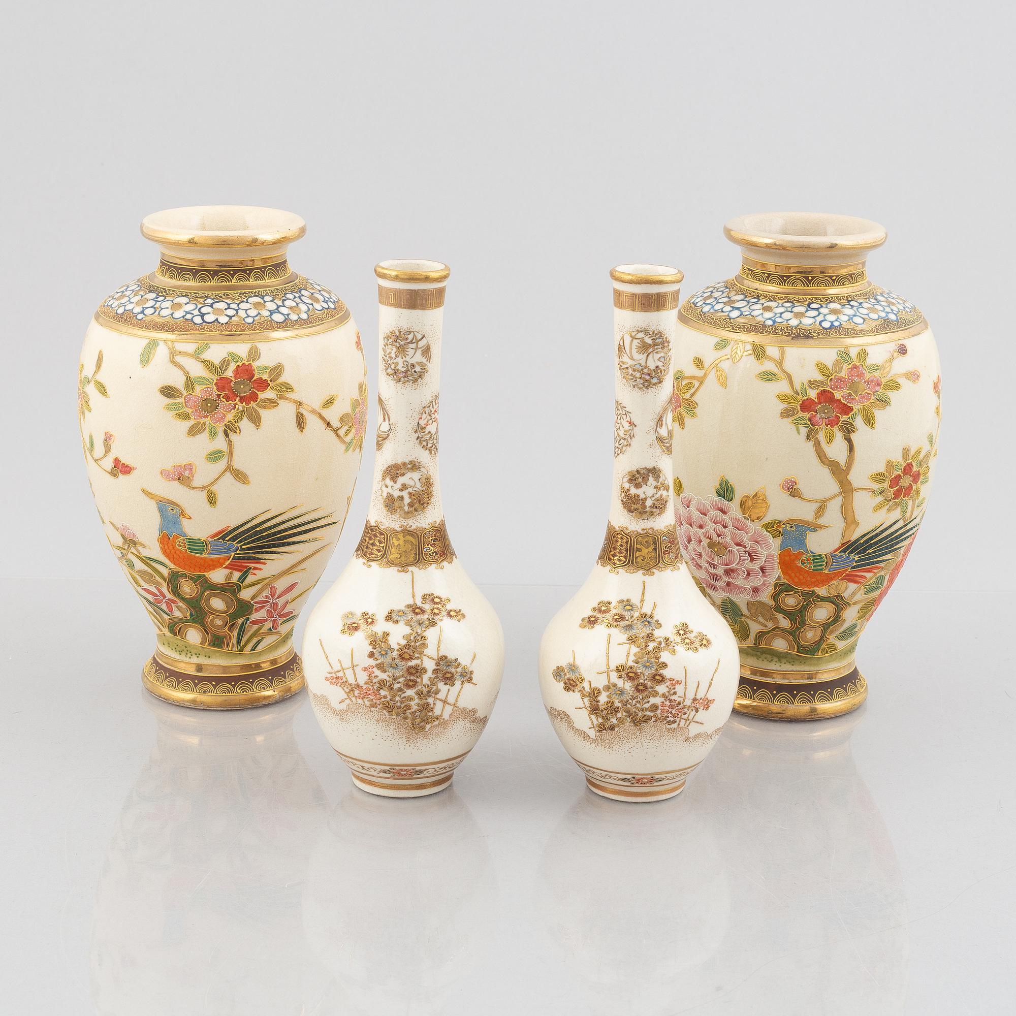Two pairs of Satsuma-ware vases, Japan, first half of the 20th century.