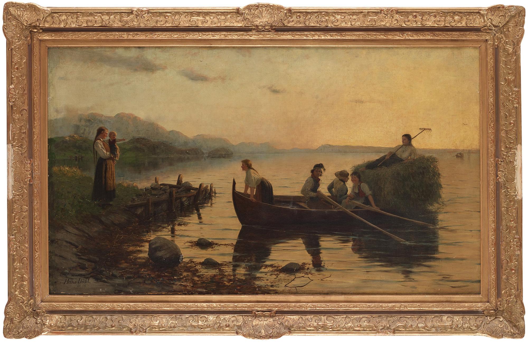 Hans Dahl, The hay boat is coming home.