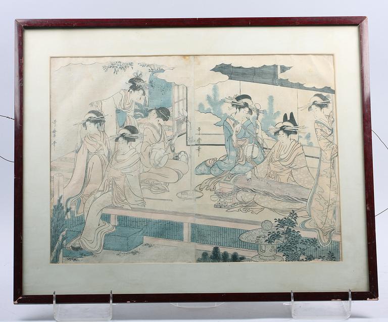 UTAMARO, KITAGAWA, tillskriven, träsnitt, Japan, tidigt 1800-tal.