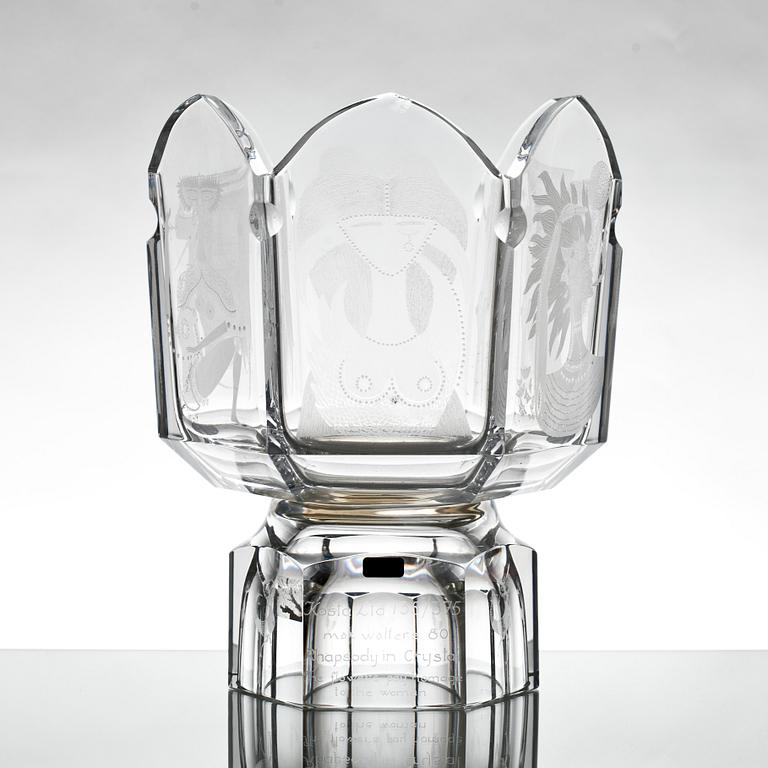 SKÅL, glas, design Max Walter Svanberg, Kosta Crystal Collection, signerad, daterad -80 och numrerad 80/375.