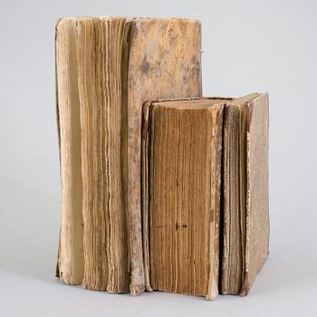 BOKPARTI, 3 volymer, bla Guds Werk och Hwila, av Haquin Spegel, Stockholm 1685.