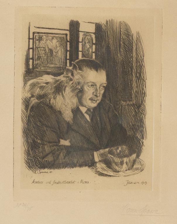 Louis Sparre, etching, 1919, signed 24(75.