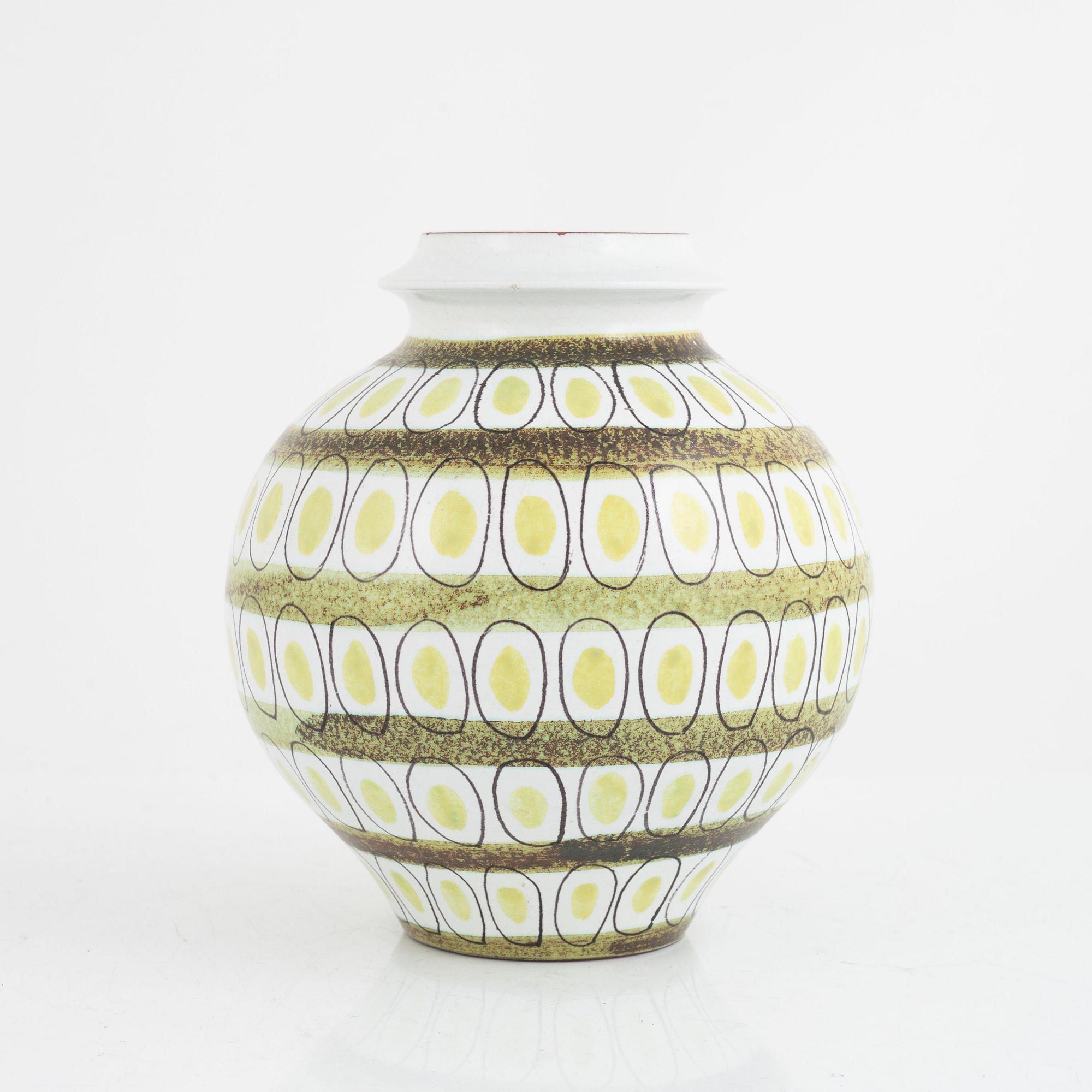 Stig Lindberg, vase, faience, Gustavsberg studio.
