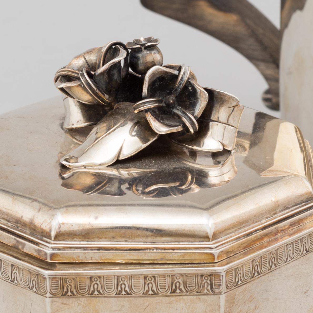 ATELIER BORGILA, A sterling silver coffee pot and sugar bowl. Stockholm 1934 and 1944.