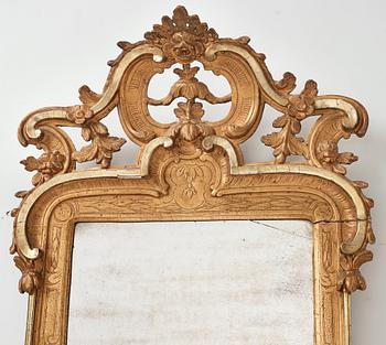 A Swedish Rococo 18th century mirror by Nils Henrik Hamberg (active in Stockholm 1767-1776).