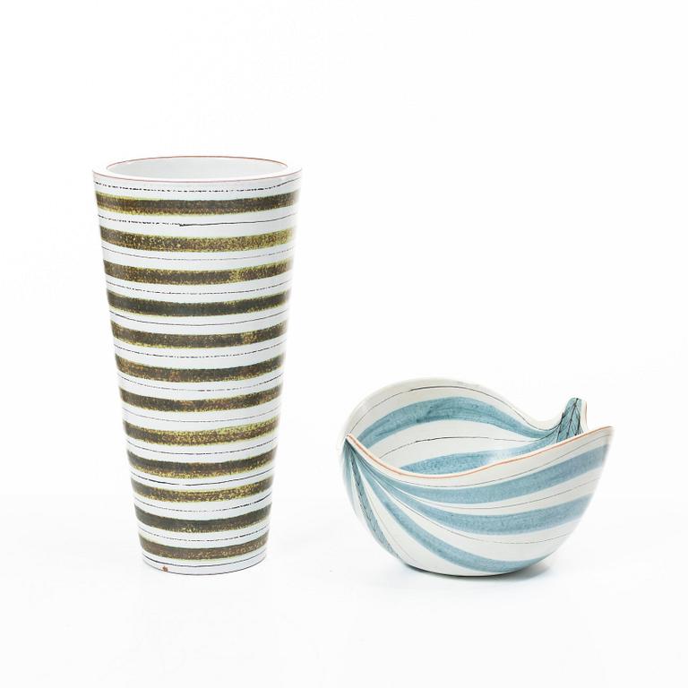 Stig Lindberg, A faience vase and bowl, Gustavsberg.