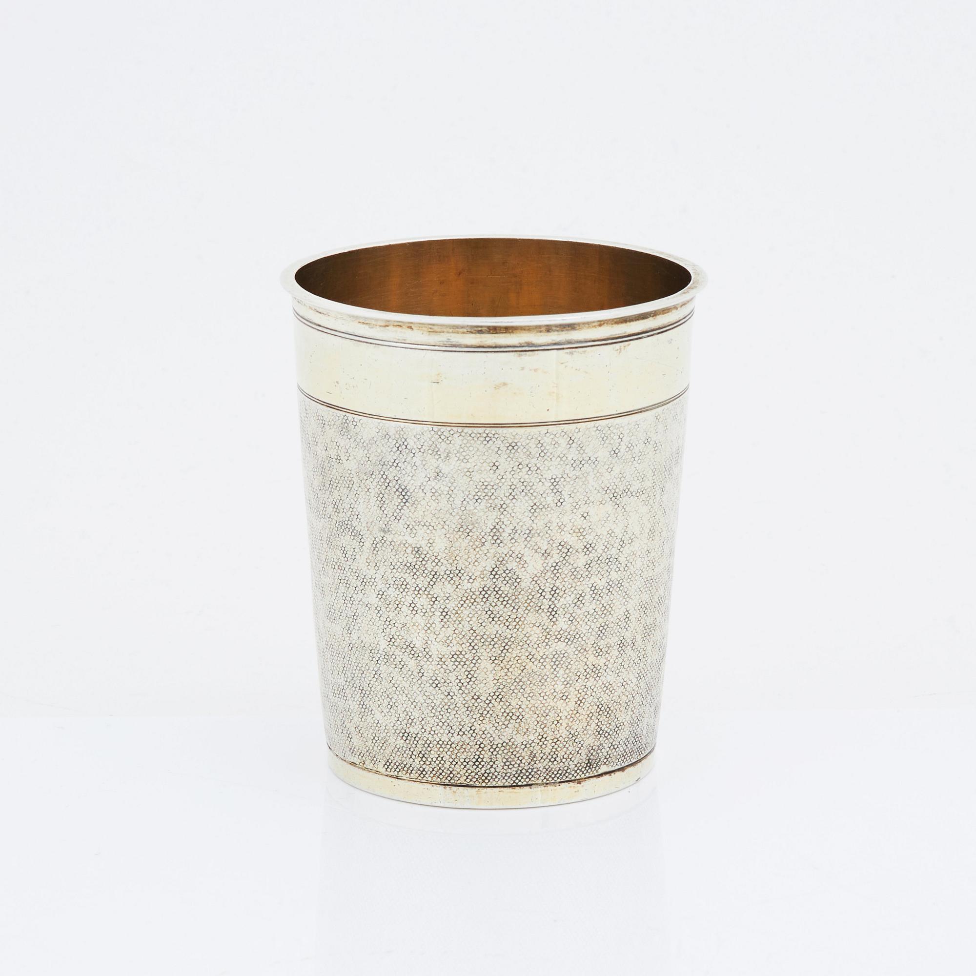 A German late 17th century, parcel-gilt silver beaker, marks of Jeremias Busch, 1697-1699 Augsburg.