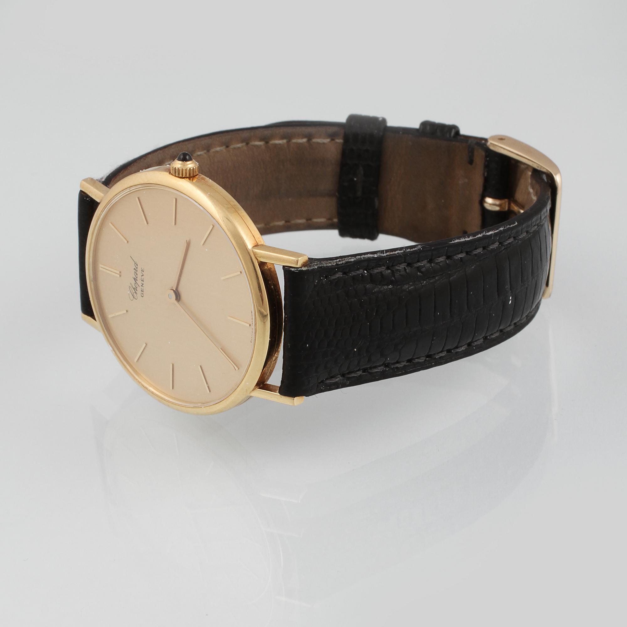 ARMBANDSUR, herr, 18K guld, Chopard Genève, 1900-talets andra hälft. Total vikt 28 g.