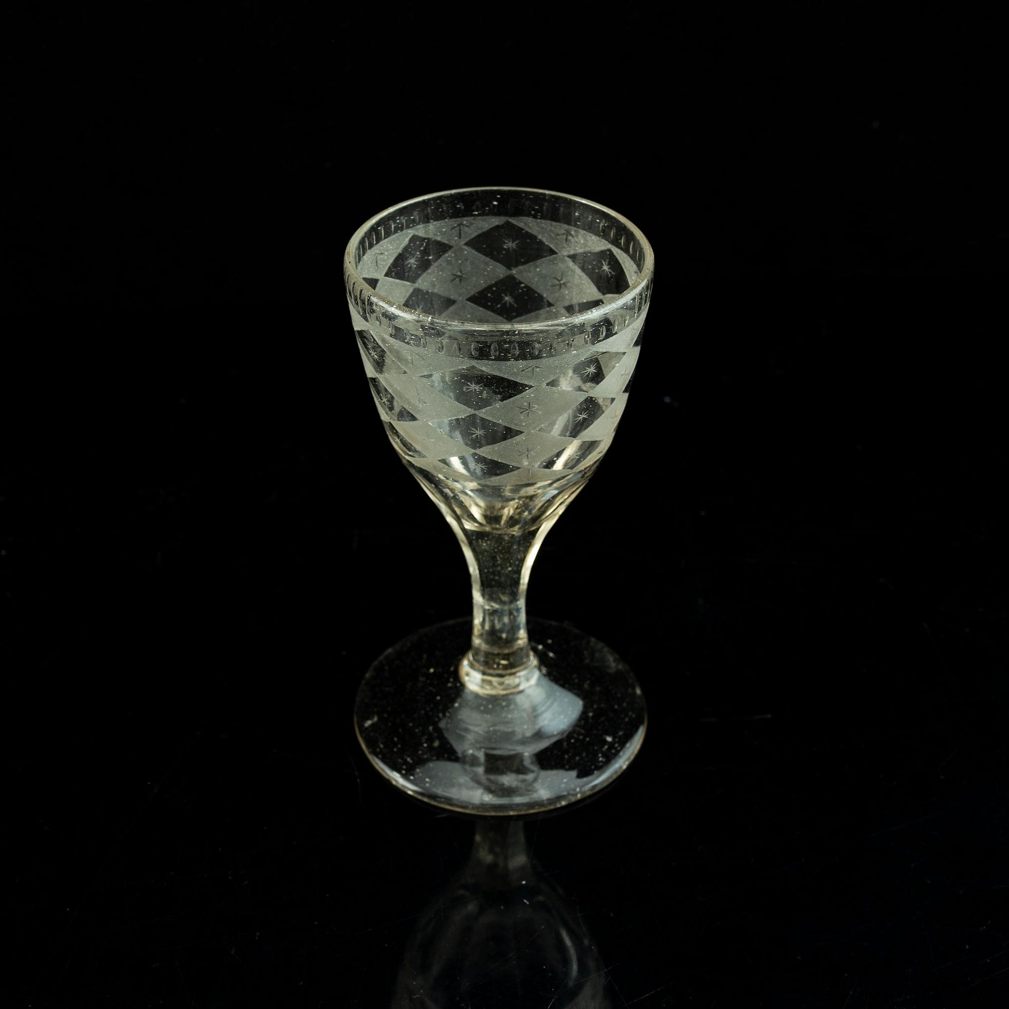Eight late Gustavian wine glasses, circa 1800.