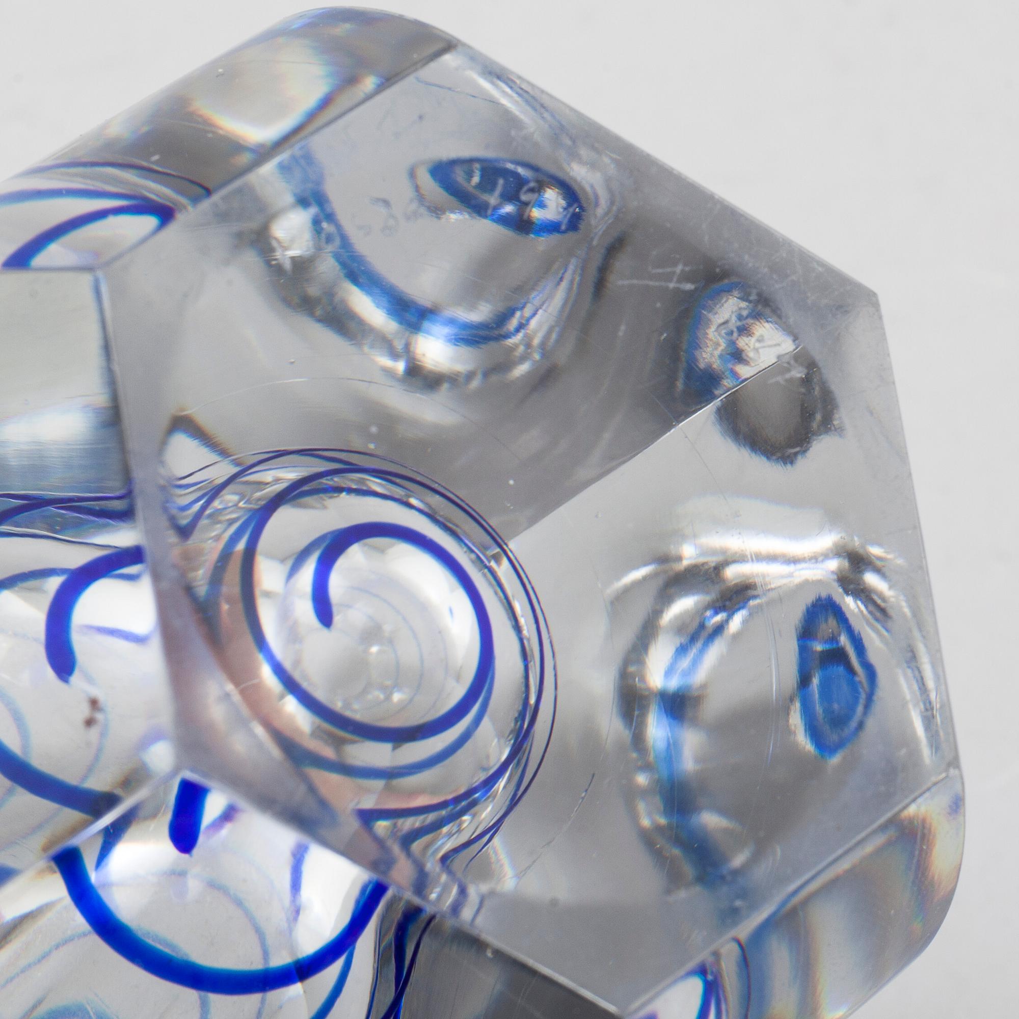 a glass vase for Kosta, signed B and dated 1944.