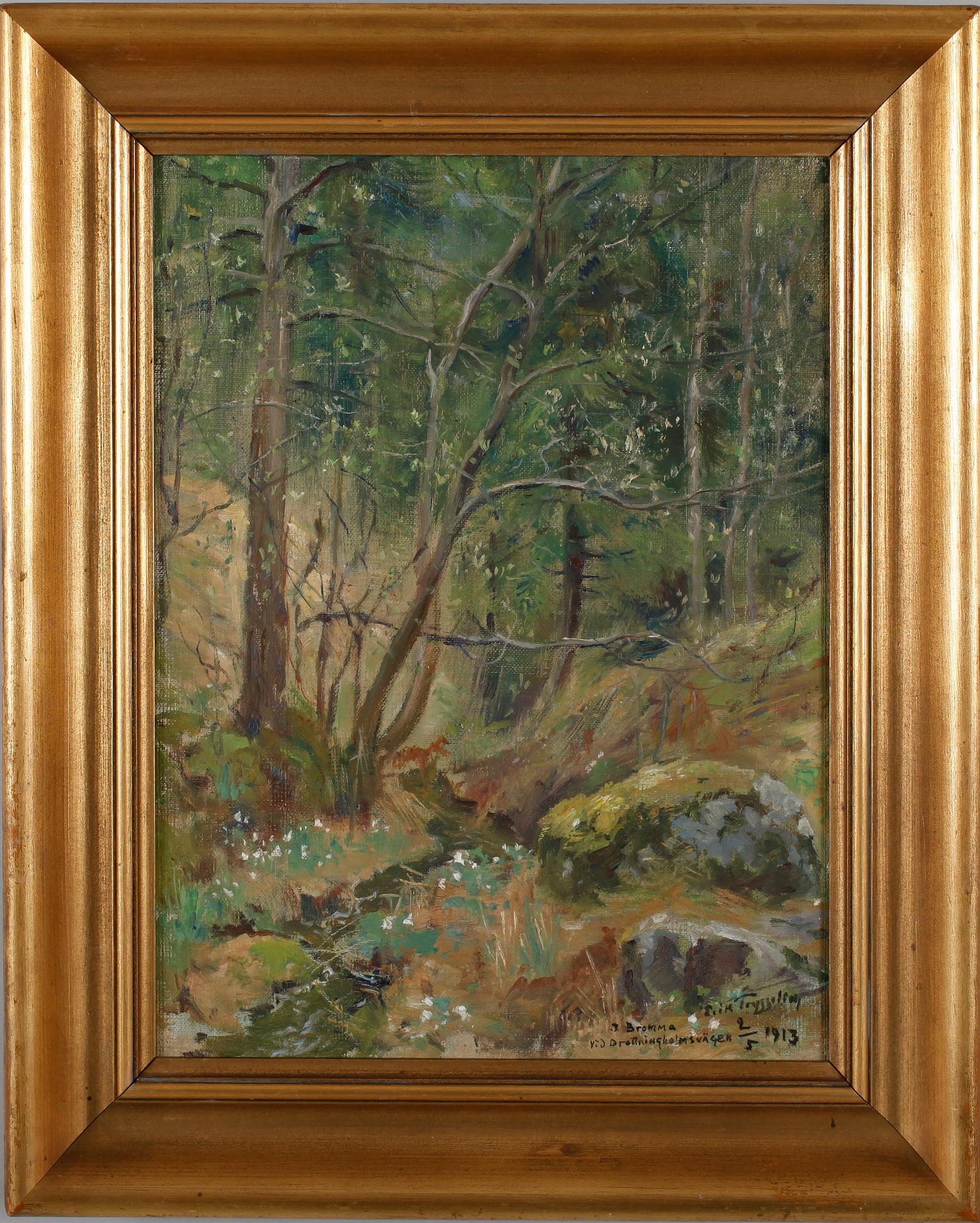 ERIK TRYGGELIN, olja på pannå, sign och dat 2/5 1913.