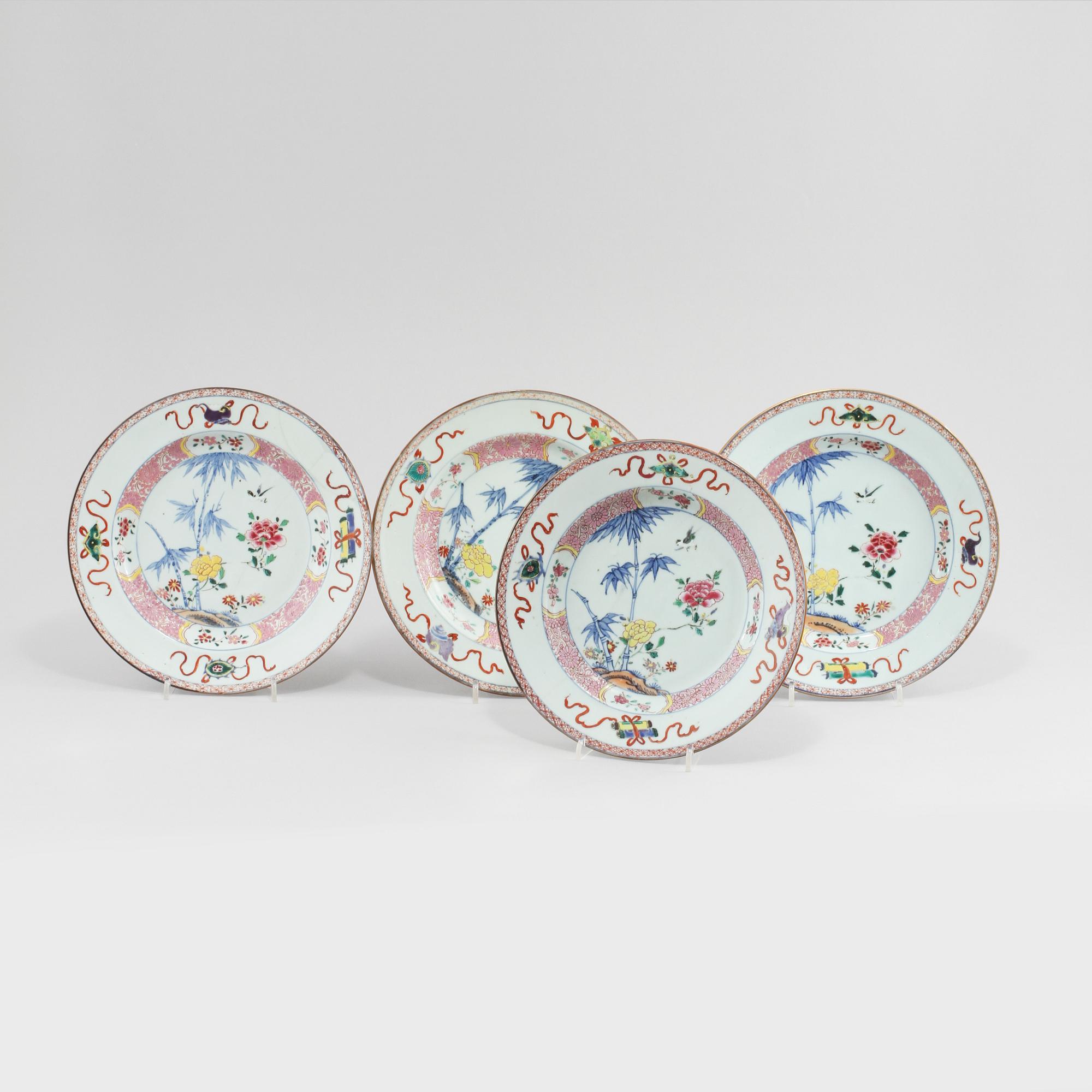 TALLRIKAR, 4 st, porslin, Kina, 1700-tal.