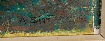 ALBERT SJÖSTRÖM, olja på pannå, signerad och daterad 1942.