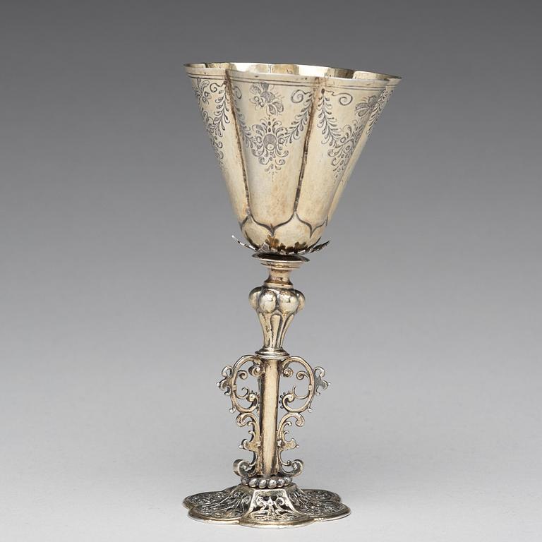 A German 17th century silver-gilt cup, mark of Jobst Planckh, Nürnberg 1609-1629.