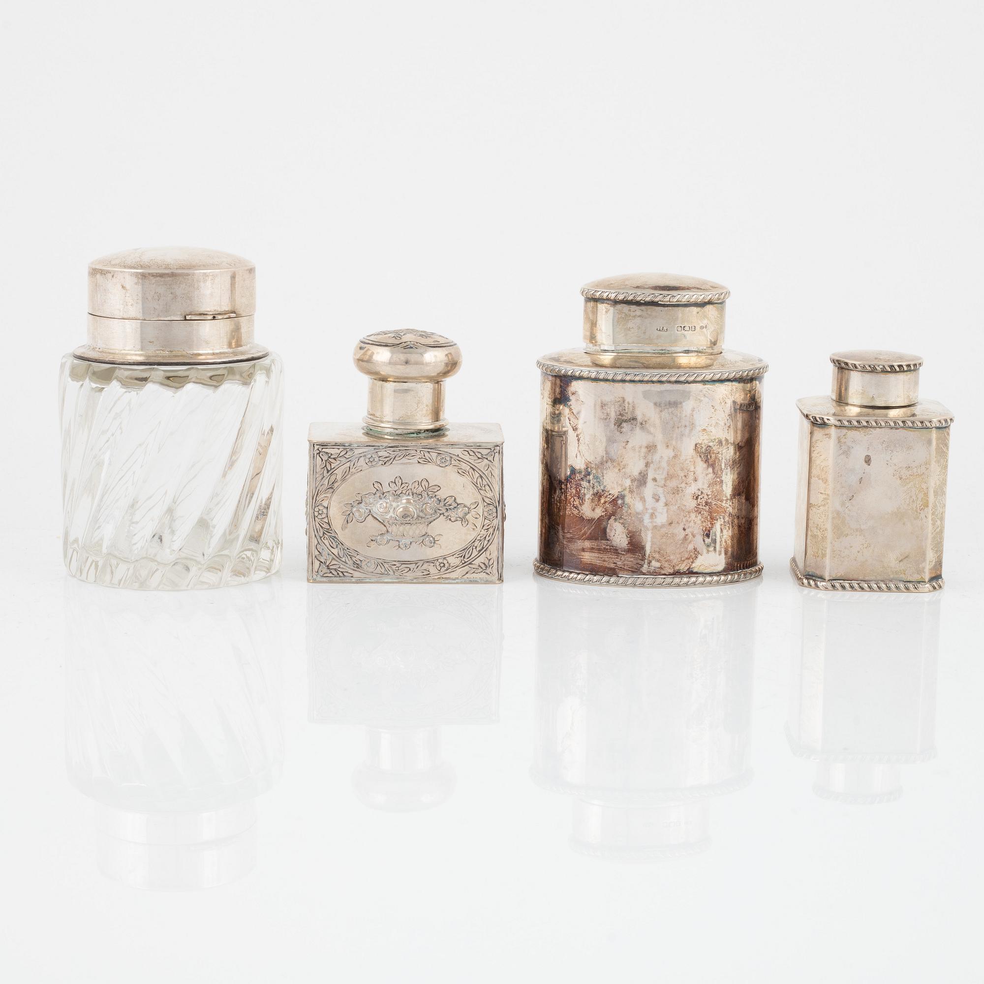 A four containers, partly silver, 20th Century.