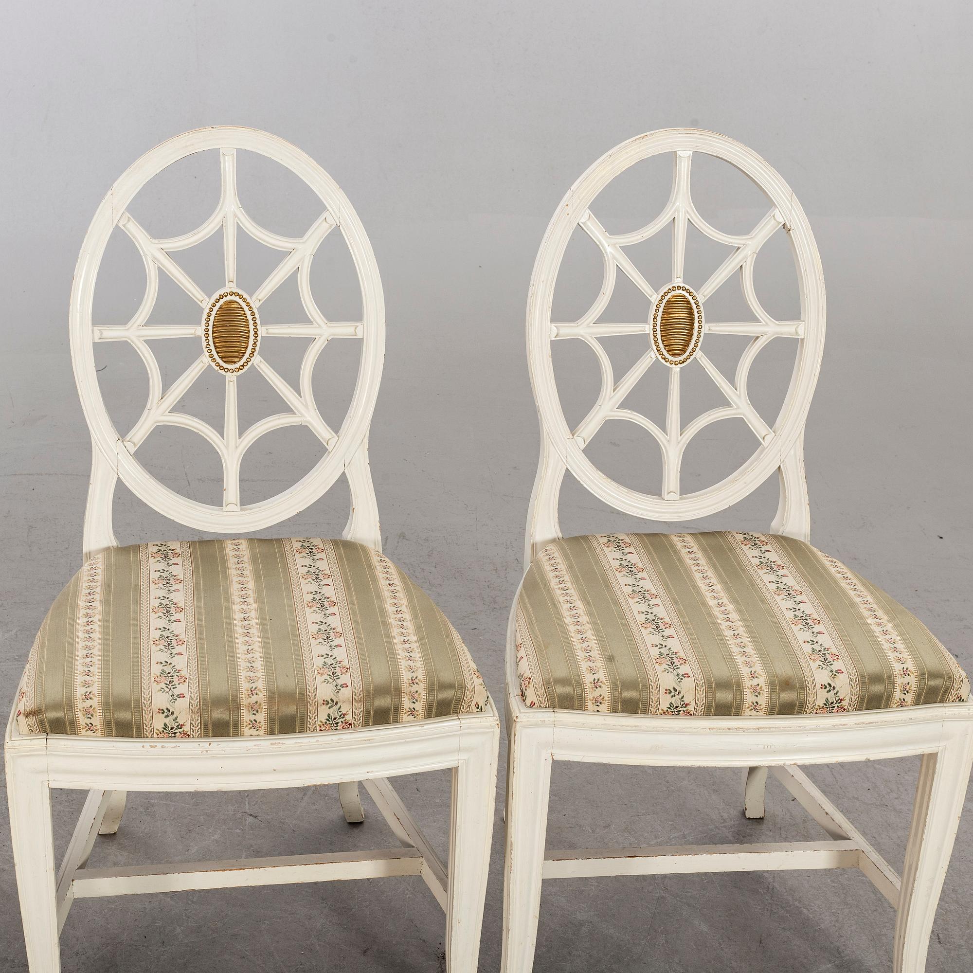 Four first half of the 20th century gustavian style chairs.