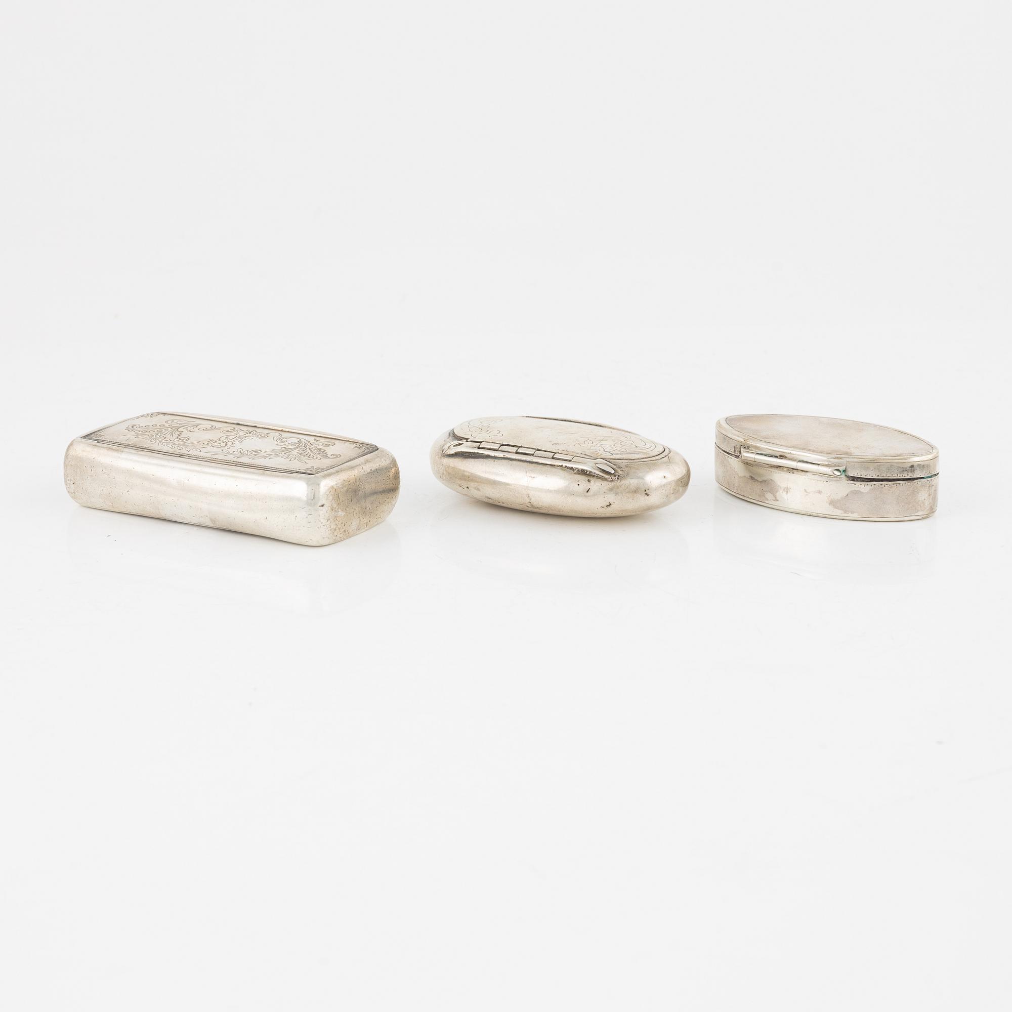 Dosor, 3 st, silver, bl.a. David Walfrid Rahlén, Borås, 1916.