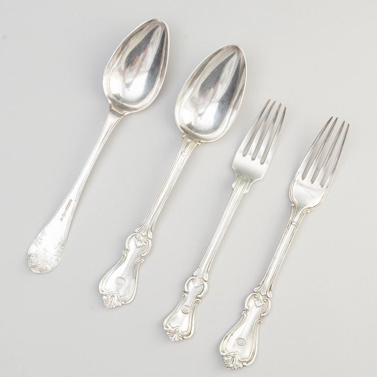 A Set of Swedish Silver Cutlery, 19th Century, (14 pcs).