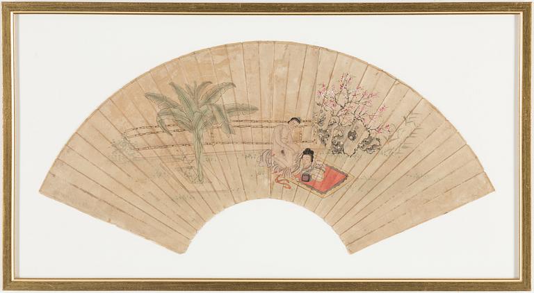 Two Chinese fan paintings, late 19th/early 20th century.