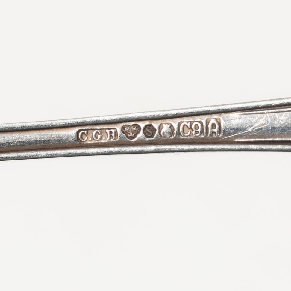 Bestickservis, silver, 33 delar, CG Hallberg, Stocholm, 1950-65.