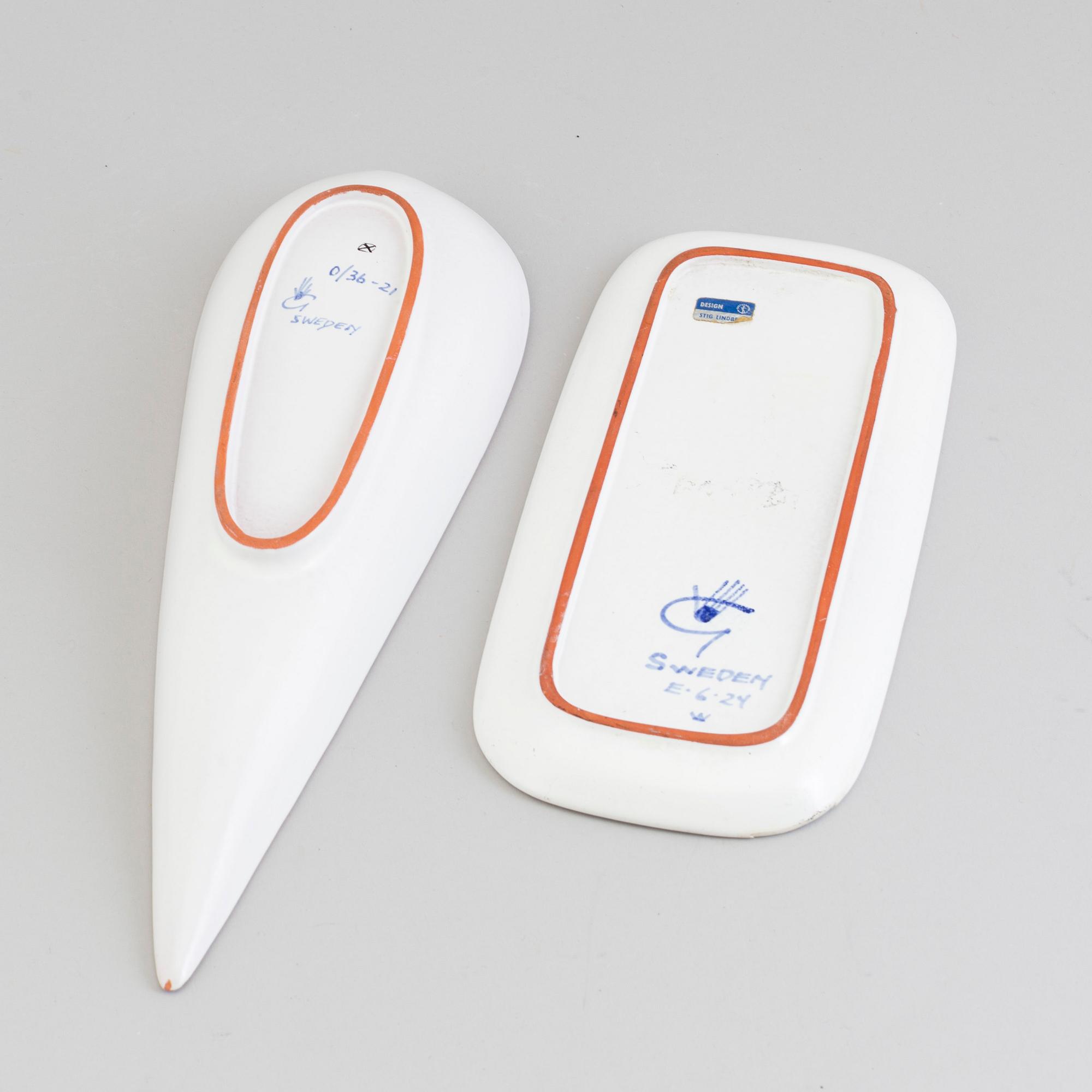 A faience bowl and tray by Stig Lindberg Gustavsberg.