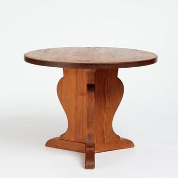 Nordiska Kompaniet, a stained pine circular top 'Lovö' table, ca 1941.