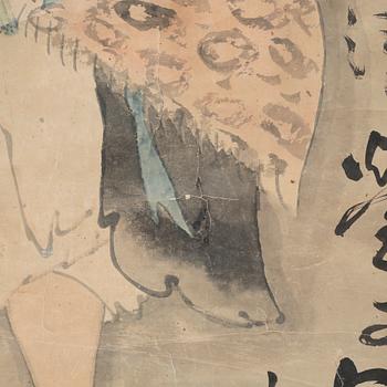 A 19th century Japanese hanging scroll, ink and color on paper.