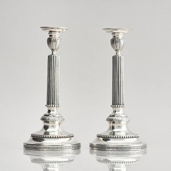 A pair of 18th century silver candlesticks, marks of Simson Ryberg, Stockholm 1789.