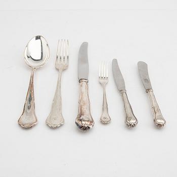 A Swedish 20th century set of 48 pcs of silver cutlery mark of CG Hallberg Malmö 1946, total weight 2426 grams.