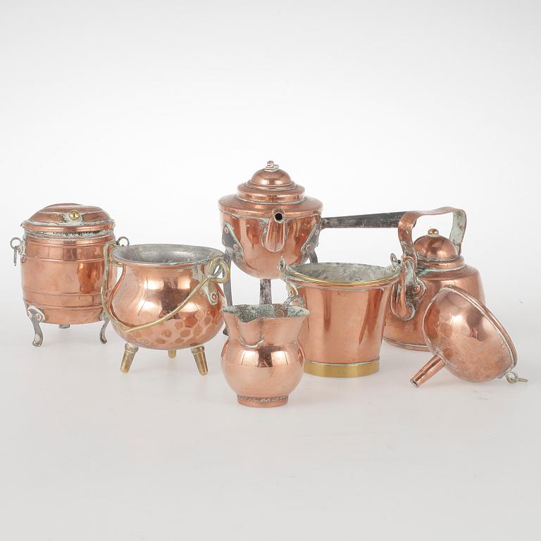 MINIATYRER, 7 st, koppar, 1800/1900-tal.