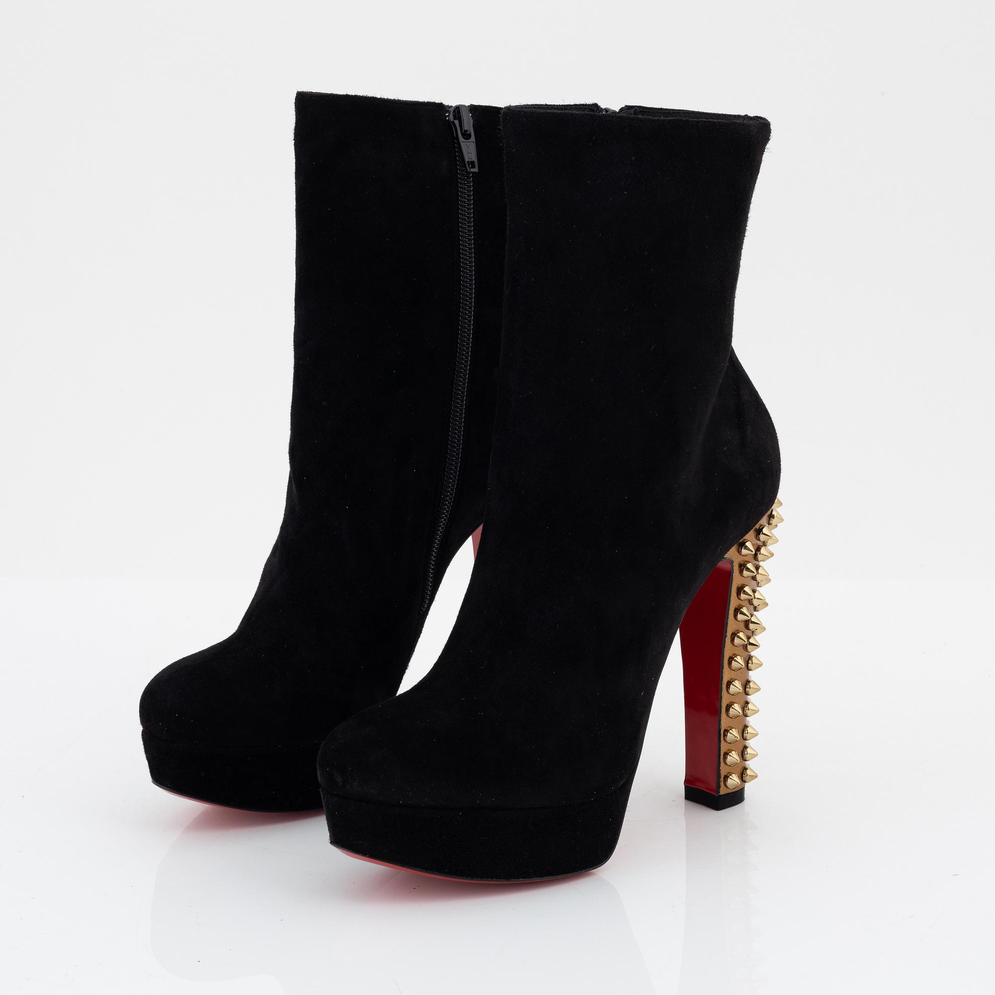 Christian Louboutin, a pair of suede and studs boots, size 36 1/2.