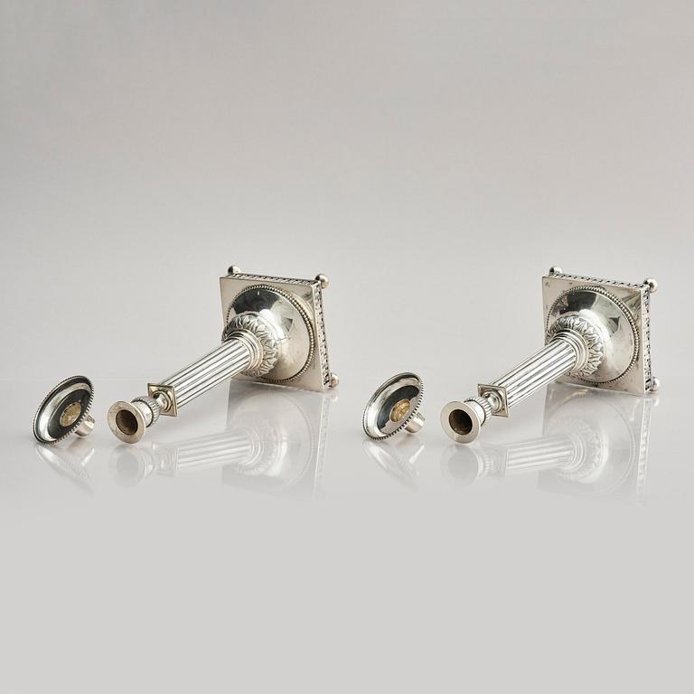 Stephan Westerstråhle, ljusstakar, ett par, silver. Stockholm 1796. Gustavianska.