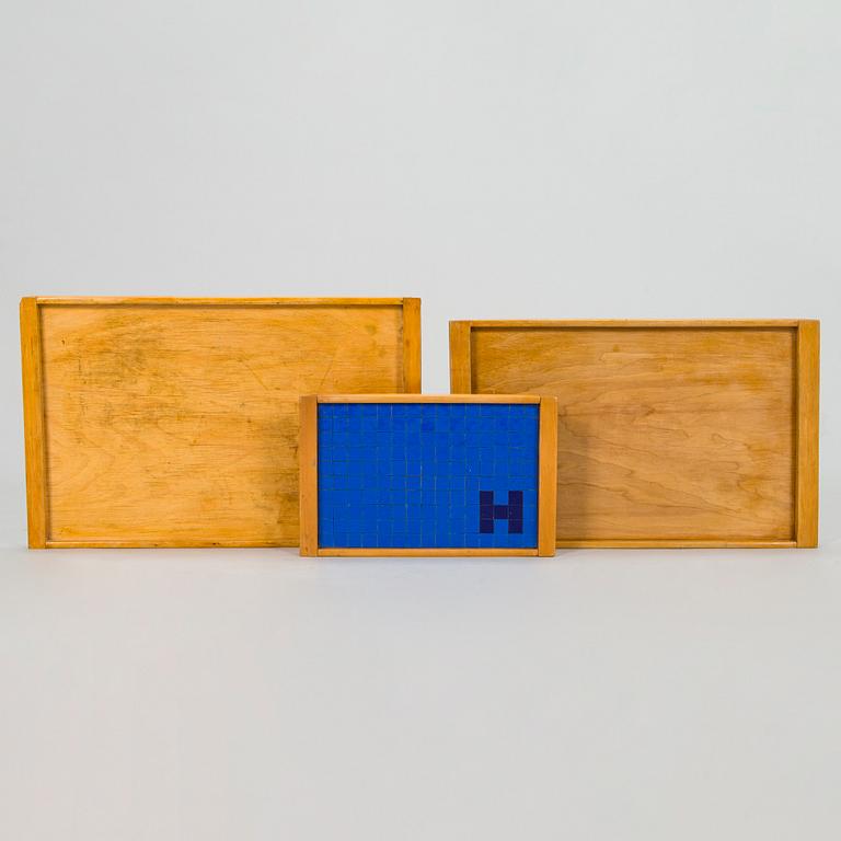 Aino Aalto, a set of three mid-20th-century wooden trays Ahlström Varkauden tehtaat for Artek, Finland.