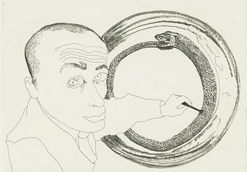 Francesco Clemente, ”Self portrait nr 4, Snake”.