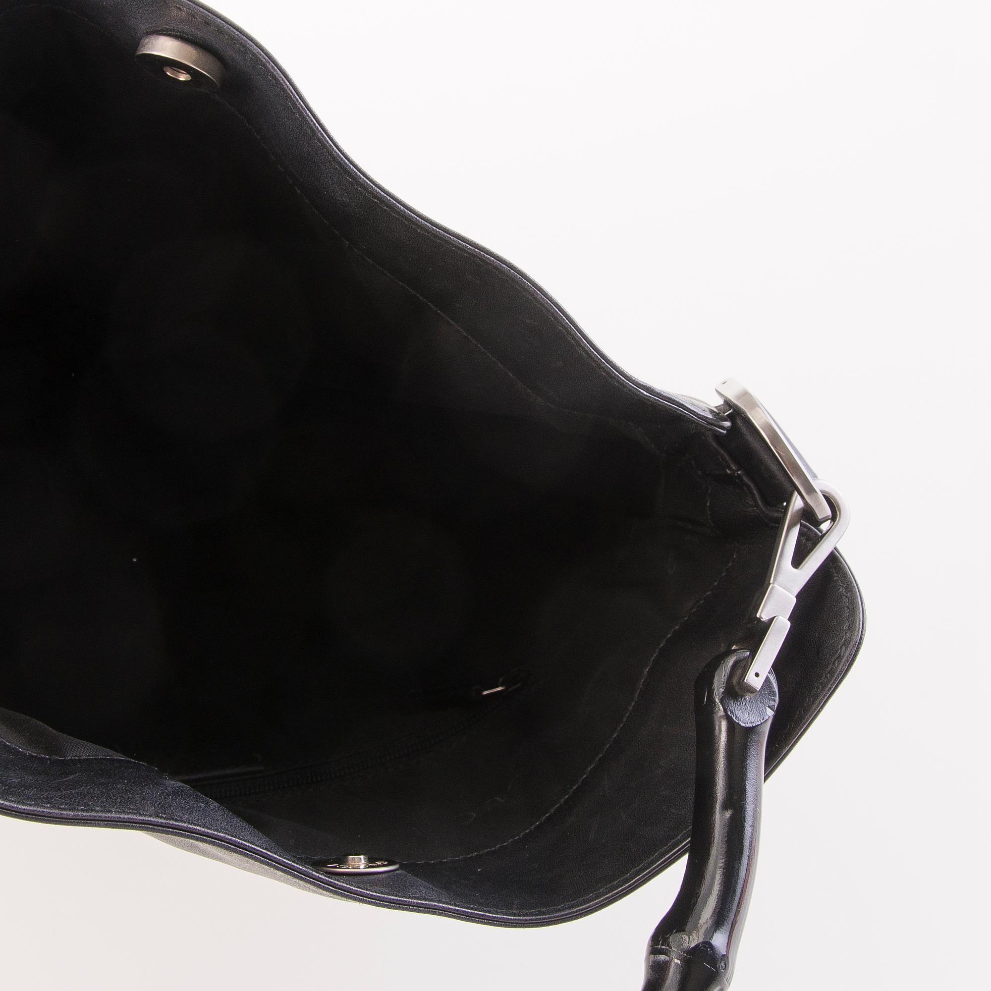 GUCCI Black Leather Bamboo Bag.