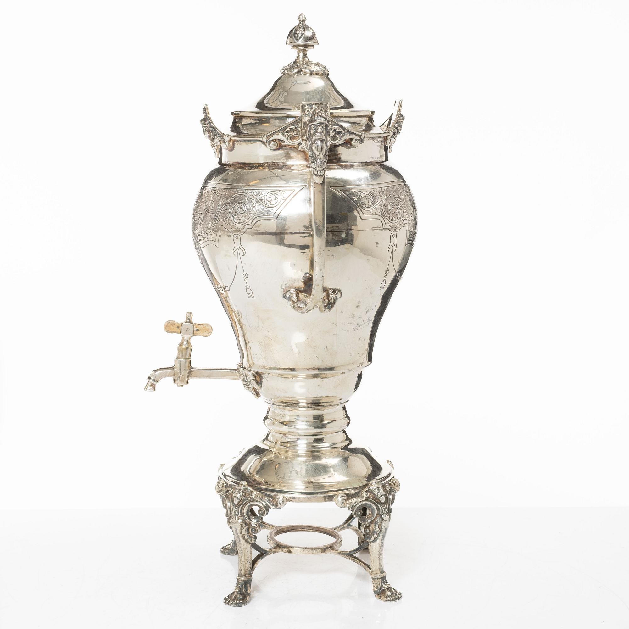 Tekök, silver, rokokostil, 1900-tal.