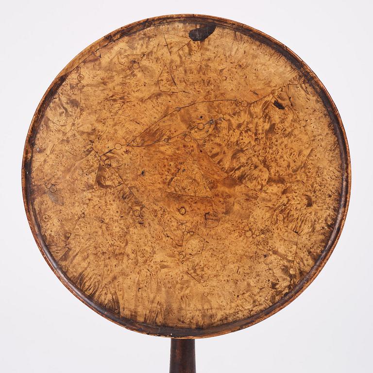 A burr-alder tilt-top table by J. Sjölin (master 1767-1785).