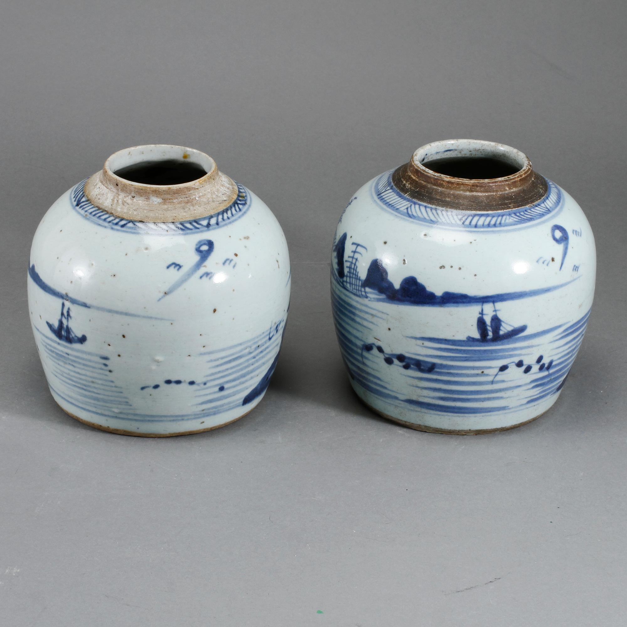 BOJANER, 2 st, porslin, Kina, 1800-tal.